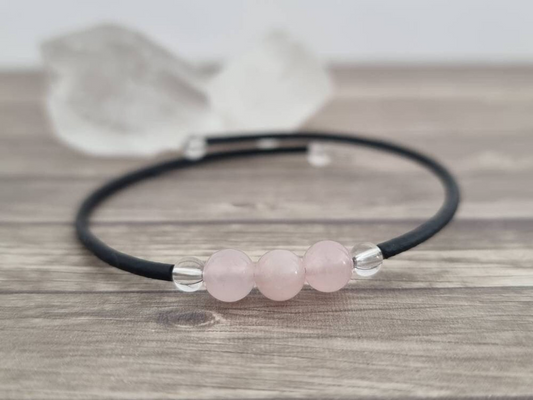 Pulsera de alambre de cuarzo rosa