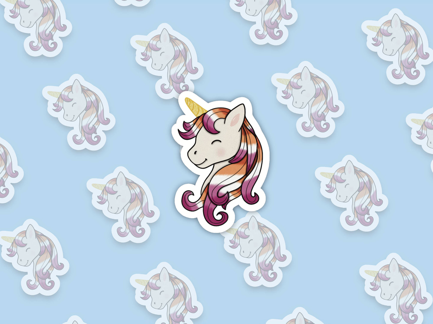 Pride Unicorn Sticker - Lesbian