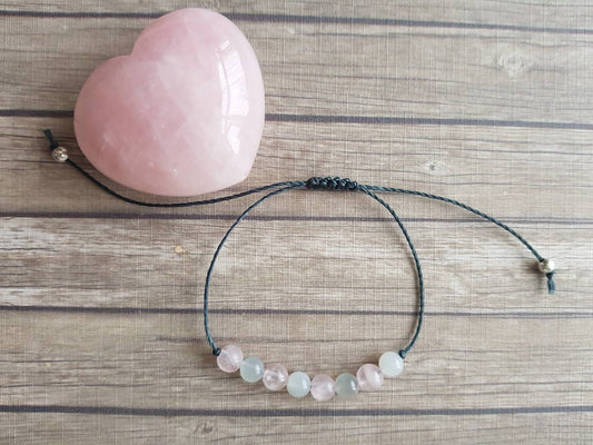 Pulsera de cuarzo rosa y piedra lunar
