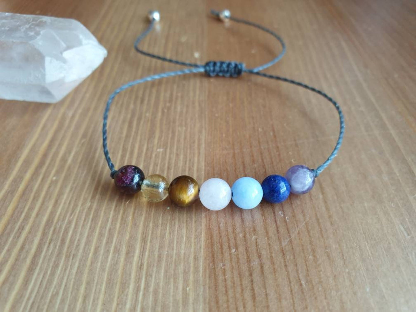 Pulsera arcoiris de los 7 chakras - Cuarzo rosa