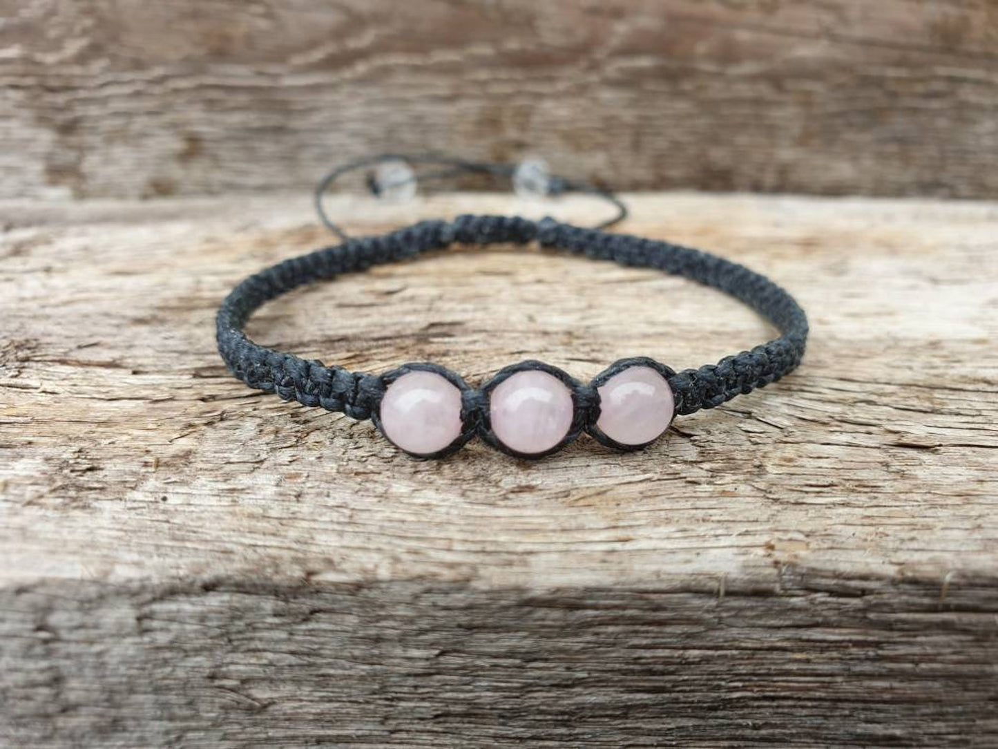 Pulsera de cuentas de cuarzo rosa 