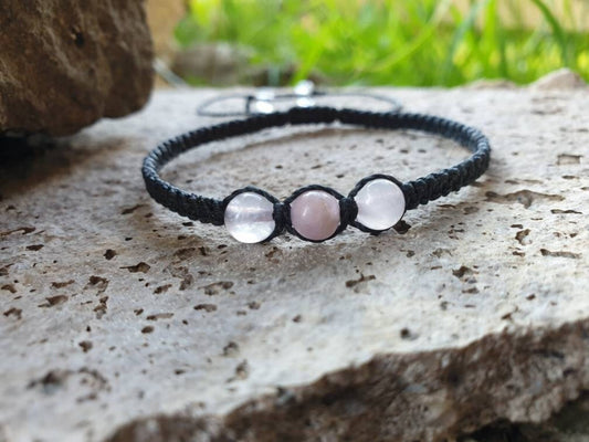 Pulsera de cuentas de cuarzo rosa y kunzita 
