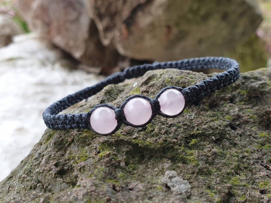 Pulsera de cuentas de cuarzo rosa 